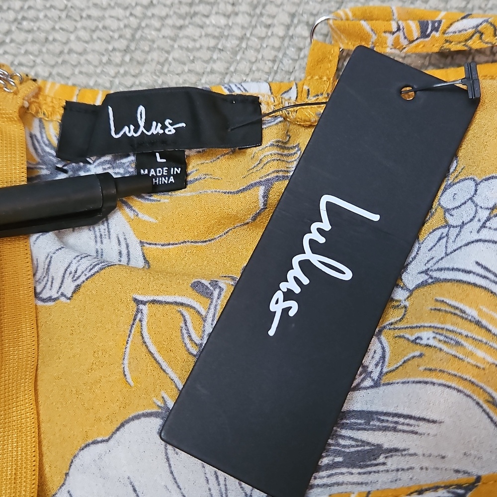 Lulus High Low Maxi Dress NEW Darling Daylily Mustard Yellow Floral Print Large - Picture 3 of 14